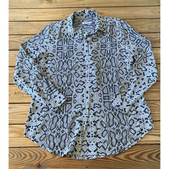 Equipment Femme Snake Print 100% Silk Button Up Shirt Size Small Women’s Grey - Picture 1 of 8